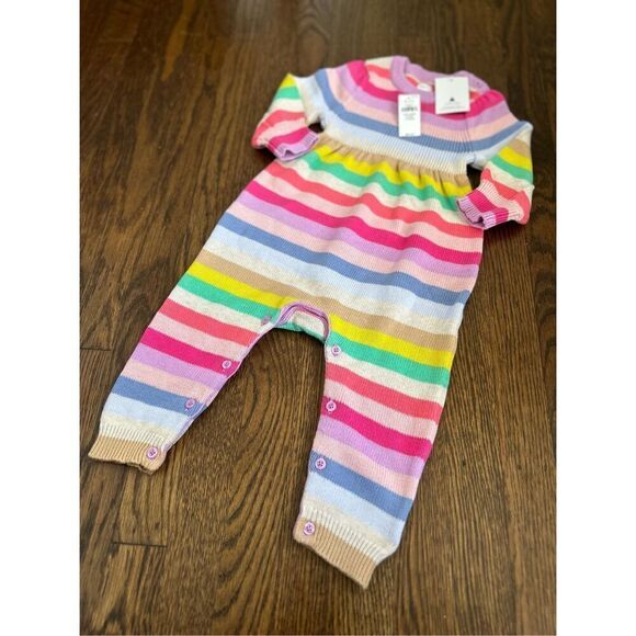 NEW GAP BabyGAP Infant 6-12 Months Overall Happy Stripe Sweater 1-piece - Picture 7 of 9